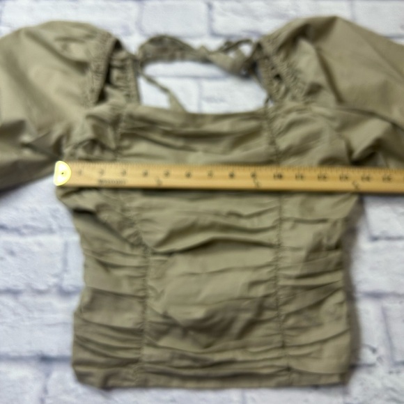 Wayf Tan Puff Sleeve Blouse. Coquette. Coquette Girl. Feminine. - Picture 4 of 8